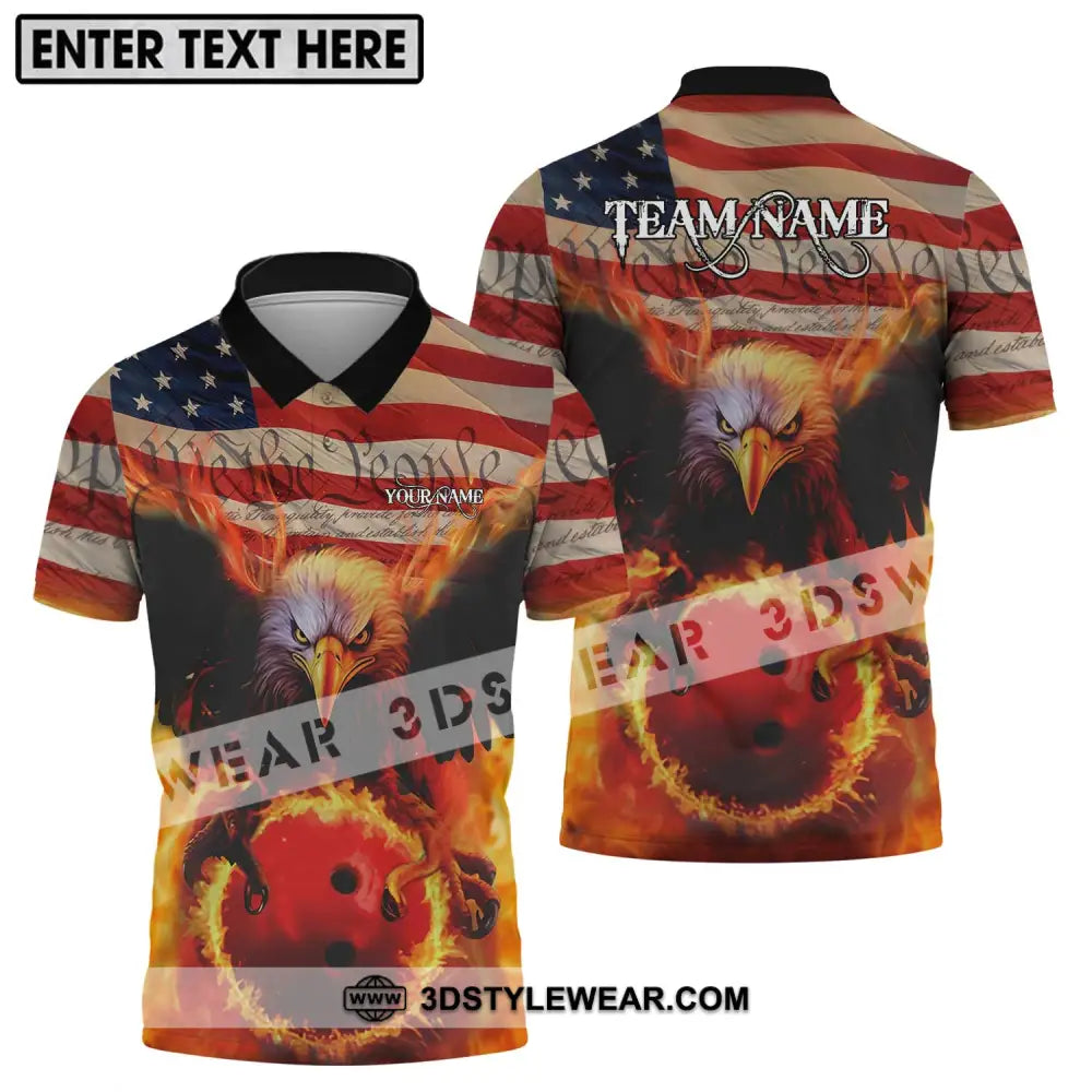 Unisex Shirt - Custom Name And Team Bowling Lover American Eagle Polo / S T-Shirt