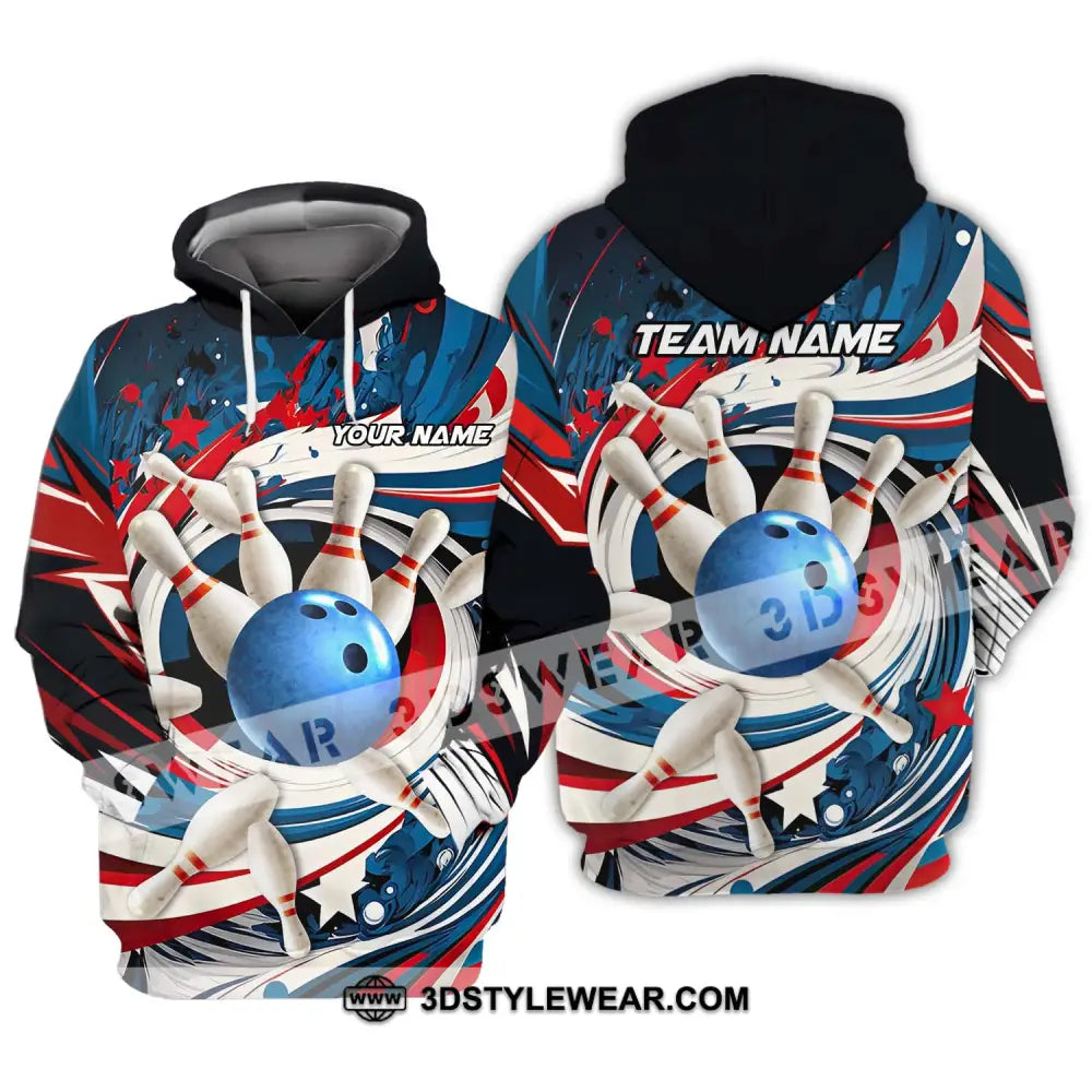 Unisex Shirt - Custom Name And Team Bowling Lover Blue Ball Pins Hoodie / S T-Shirt