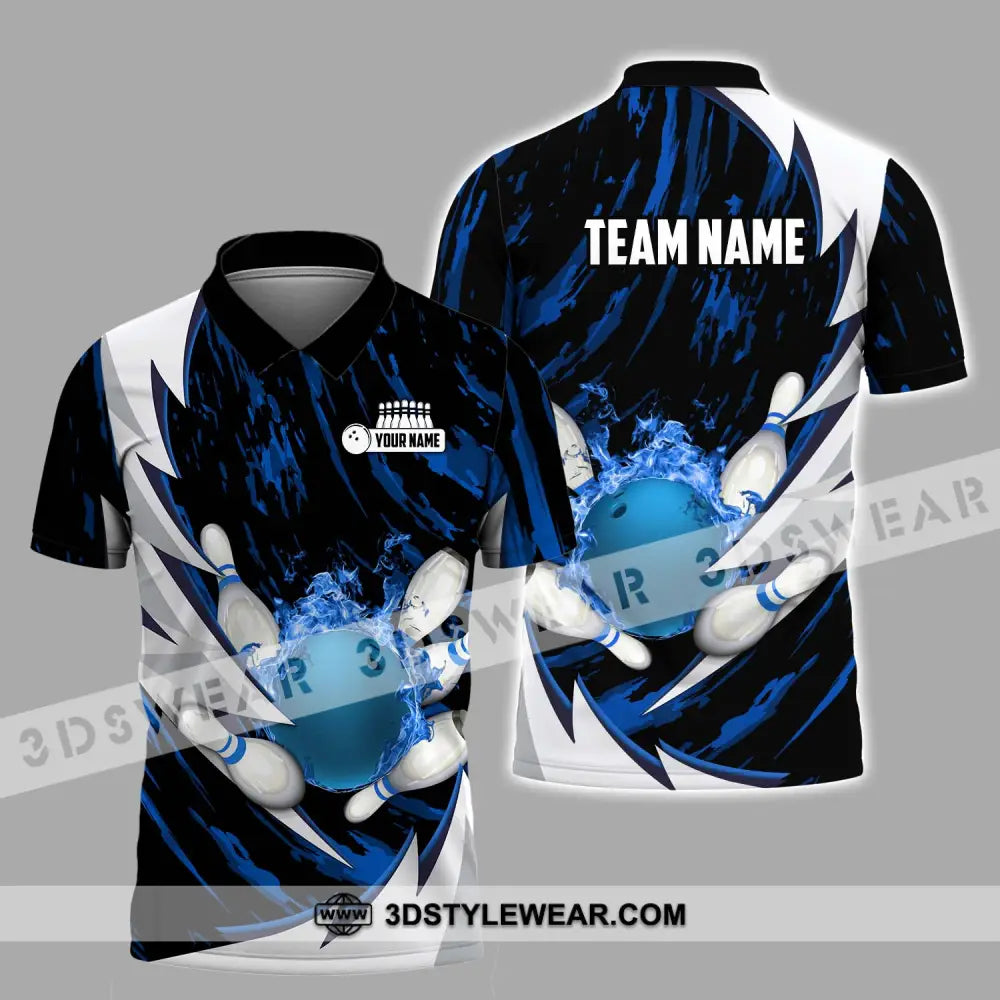 Unisex Shirt - Custom Name And Team Bowling Lover Dark Blue Polo / S T-Shirt