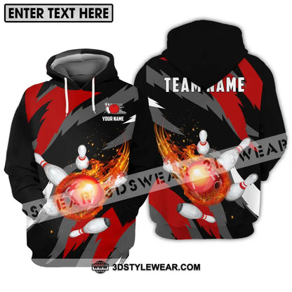 Unisex Shirt - Custom Name And Team Bowling Lover Fire Ball Hoodie / S T-Shirt