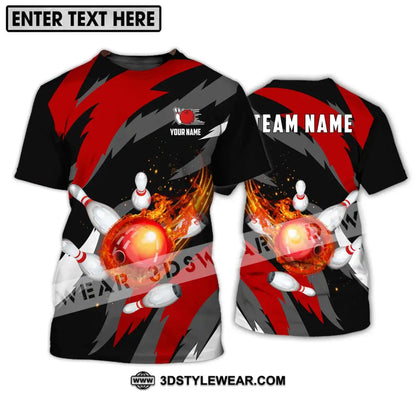 Unisex Shirt - Custom Name And Team Bowling Lover Fire Ball T-Shirt / S T-Shirt