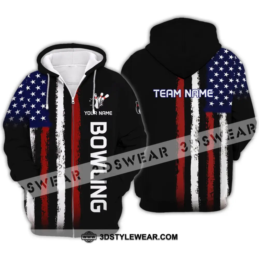 Unisex Shirt - Custom Name And Team Bowling Lover Gift Zipper Hoodie / S T-Shirt