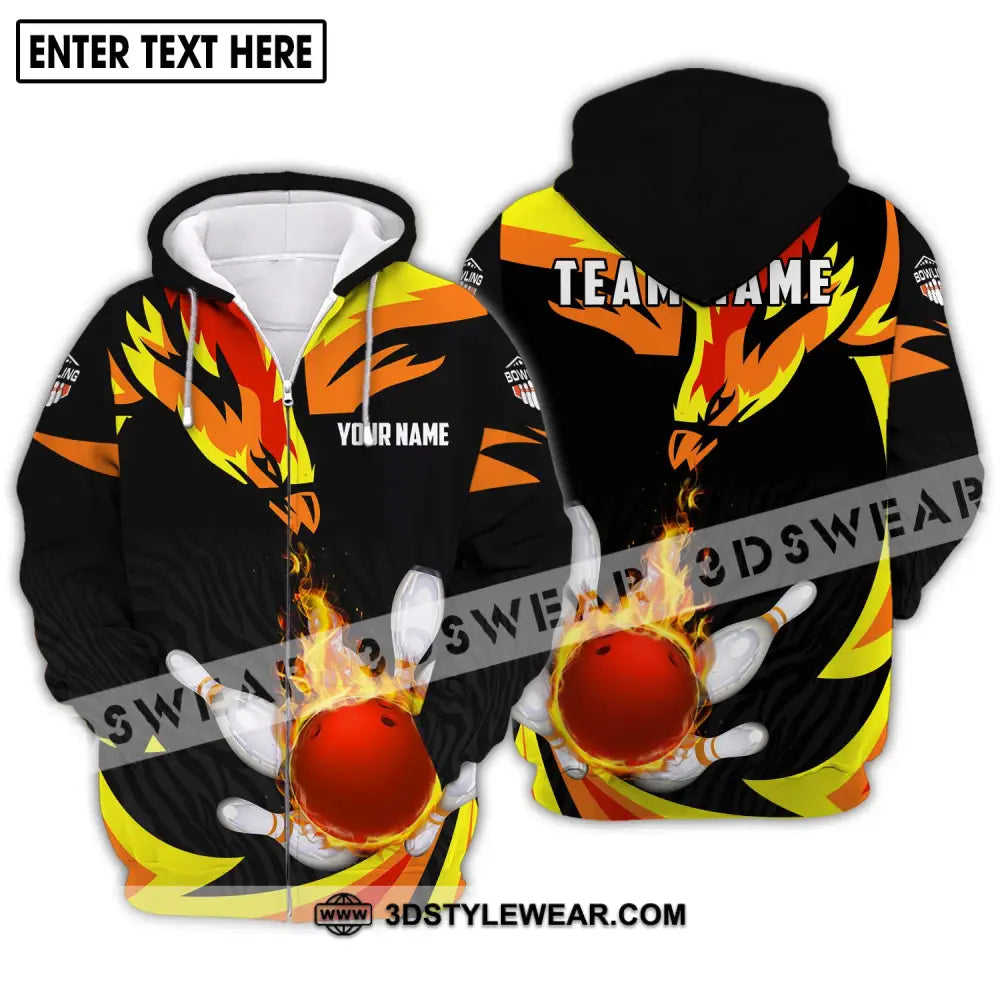 Unisex Shirt - Custom Name And Team Bowling Lover Gift Zipper Hoodie / S T-Shirt