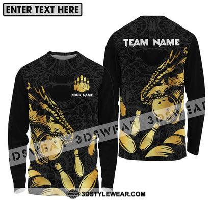 Unisex Shirt - Custom Name And Team Bowling Lover Golden Long Sleeve / S T-Shirt