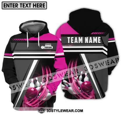 Unisex Shirt - Custom Name And Team Bowling Lover Pink Gray Hoodie / S T-Shirt