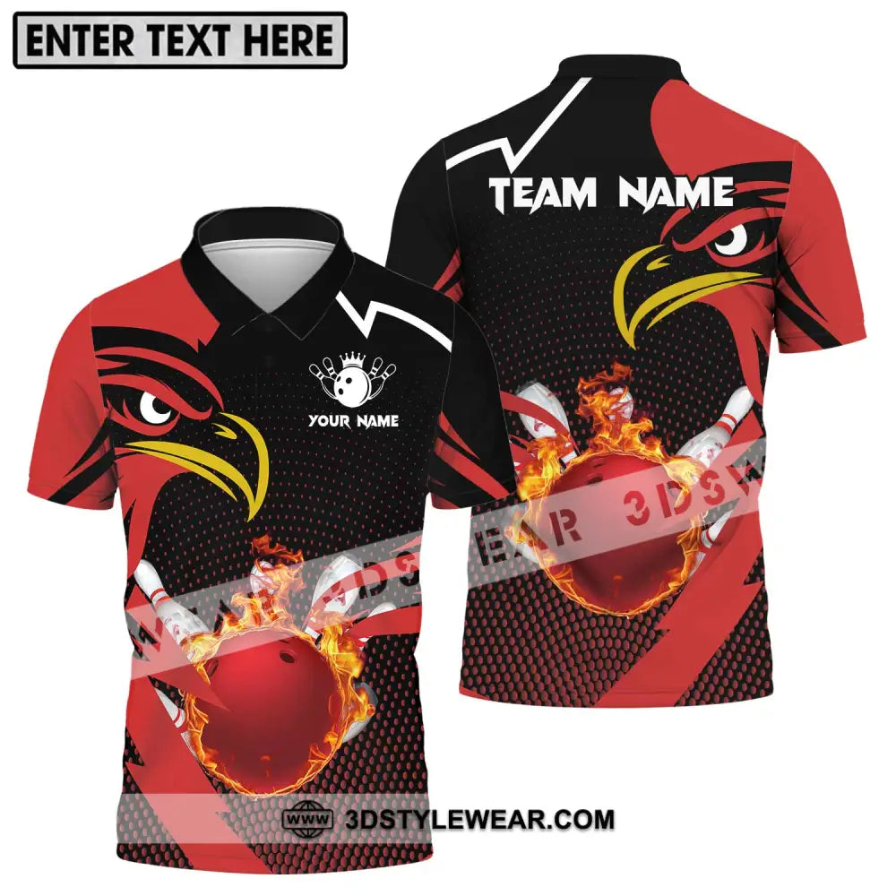 Unisex Shirt - Custom Name And Team Bowling Lover Red Eagle Polo / S T-Shirt