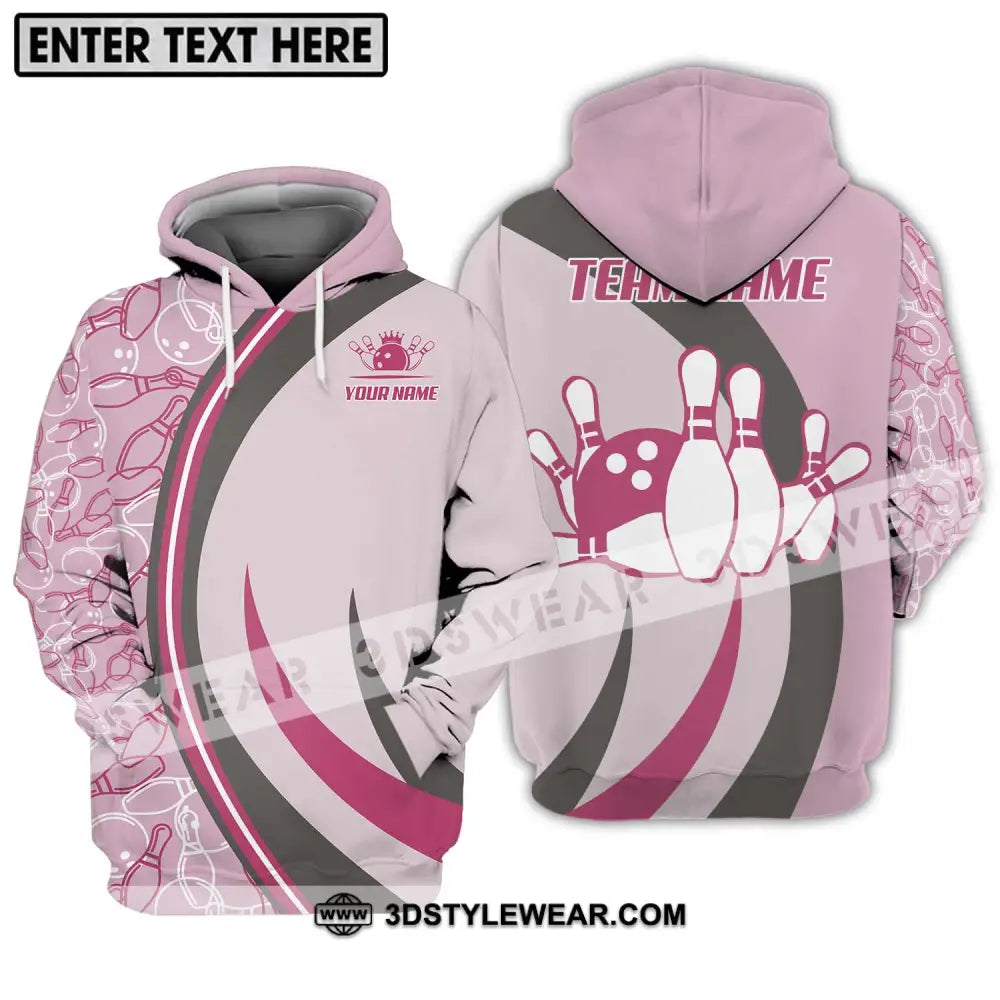 Unisex Shirt - Custom Name And Team Bowling Pink Hoodie / S T-Shirt