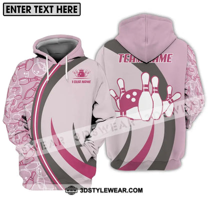 Unisex Shirt - Custom Name And Team Bowling Pink Hoodie / S T-Shirt