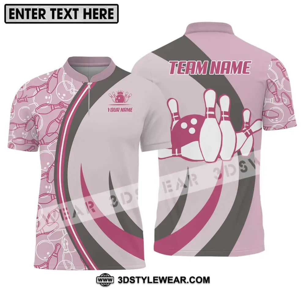 Unisex Shirt - Custom Name And Team Bowling Pink T-Shirt