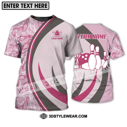 Unisex Shirt - Custom Name And Team Bowling Pink T-Shirt / S T-Shirt