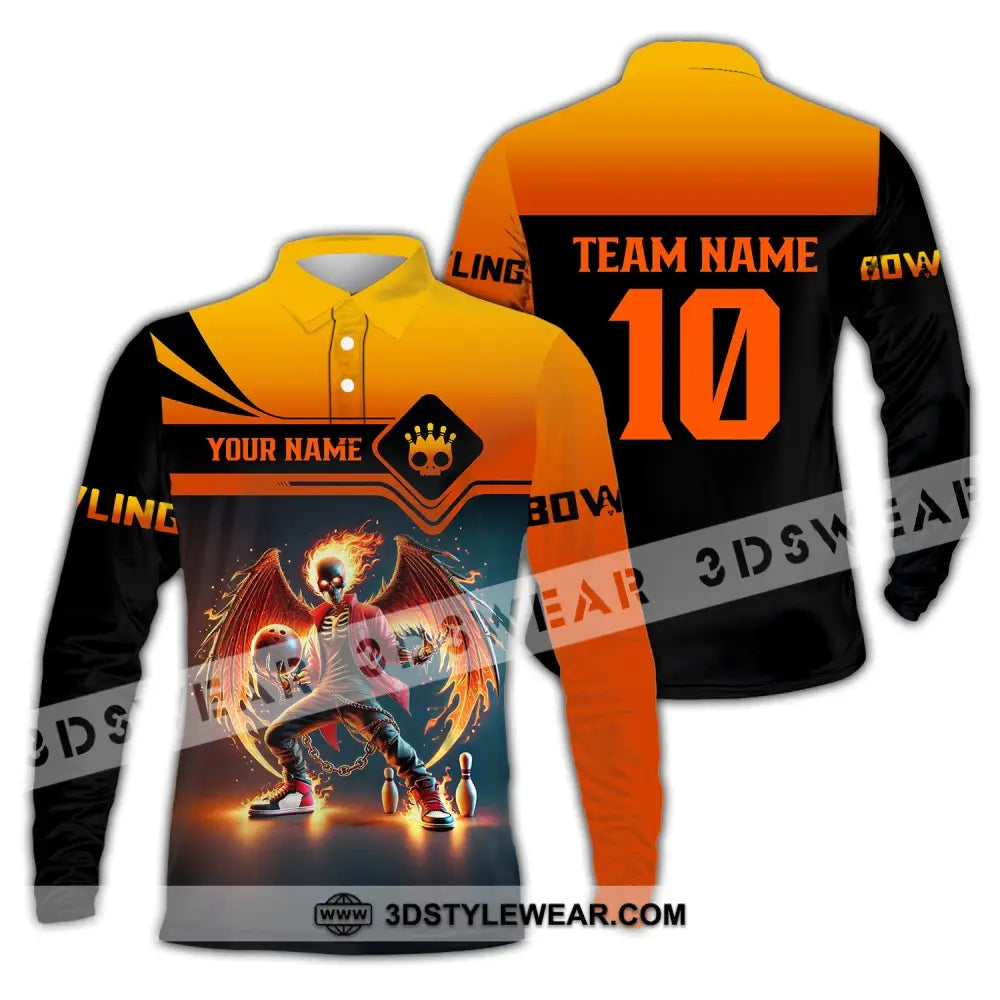 Unisex Shirt Custom Name And Team Bowling Polo Long Sleeve Love T-Shirt / S T-Shirt