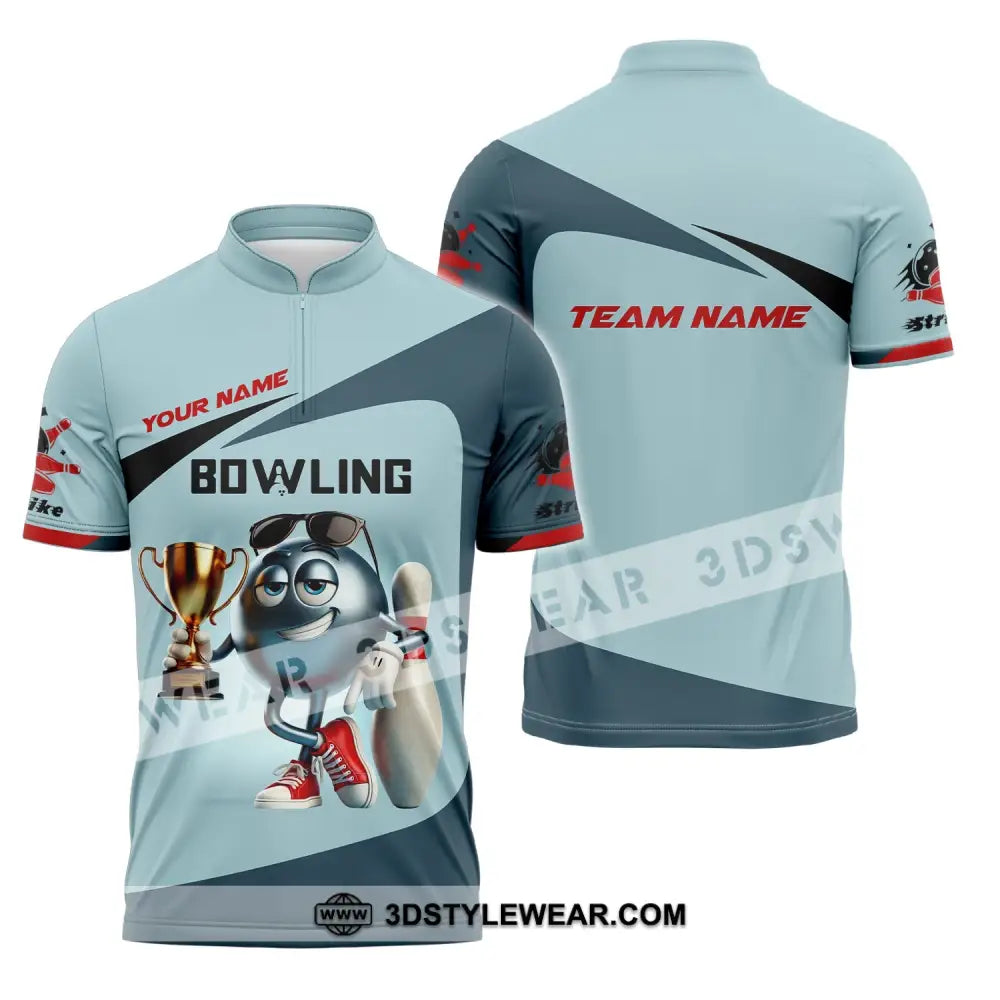 Unisex Shirt Custom Name And Team Bowling Polo Long Sleeve Love T-Shirt Zipper / S T-Shirt