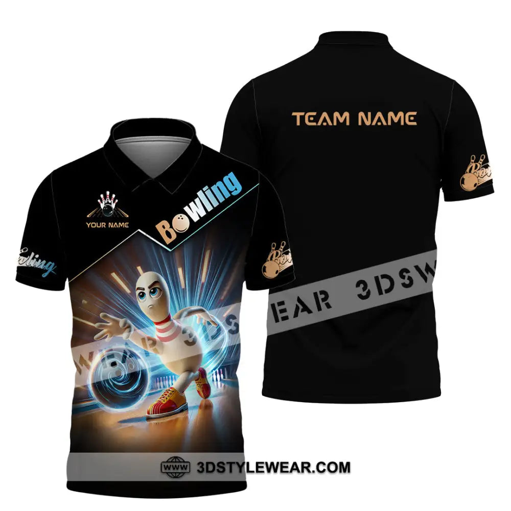 Unisex Shirt Custom Name And Team Bowling Polo Long Sleeve / S T-Shirt