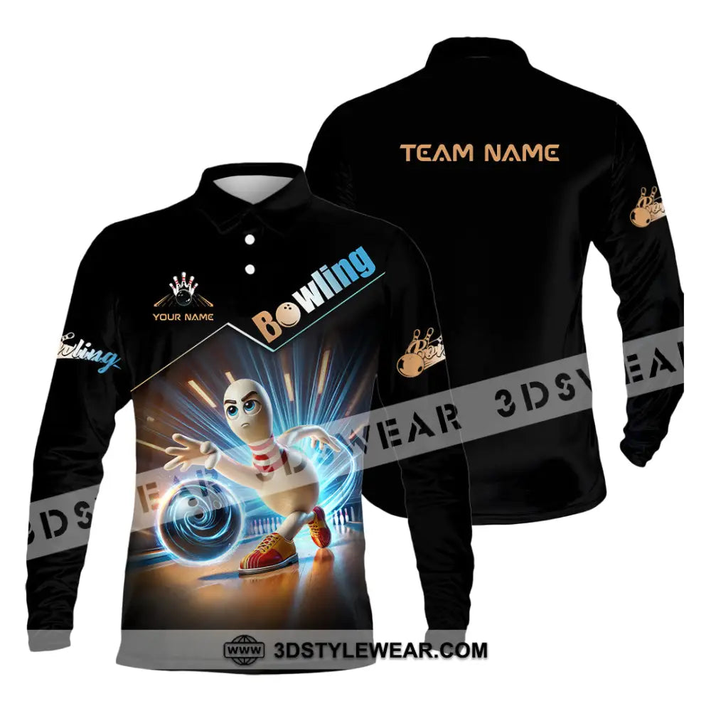 Unisex Shirt Custom Name And Team Bowling Polo Long Sleeve / S T-Shirt