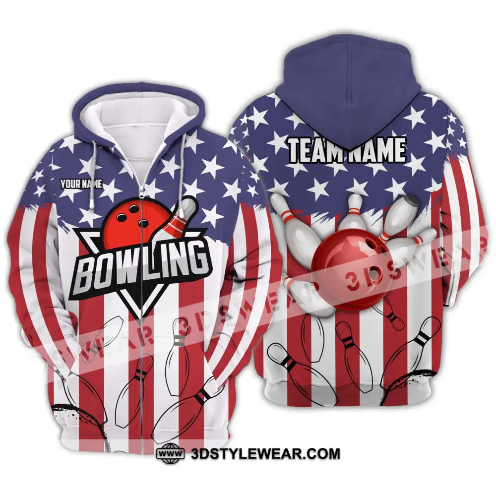 Unisex Shirt - Custom Name And Team Bowling Polo Lover Gift Player Zipper Hoodie / S T-Shirt