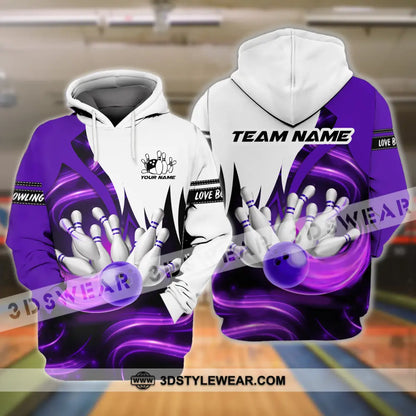 Unisex Shirt - Custom Name And Team Bowling Purple Motifs Hoodie / S T-Shirt