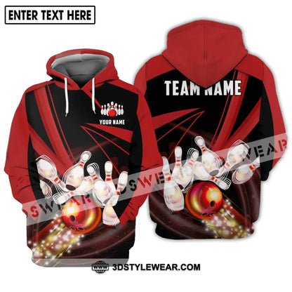 Unisex Shirt - Custom Name And Team Bowling Red Line Hoodie / S T-Shirt