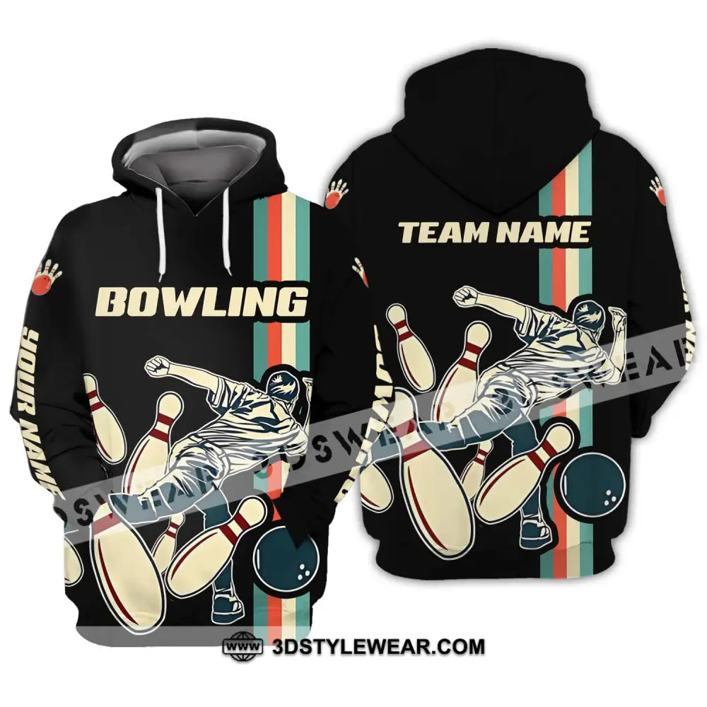 Unisex Shirt - Custom Name And Team Bowling Retro Color Hoodie / S T-Shirt