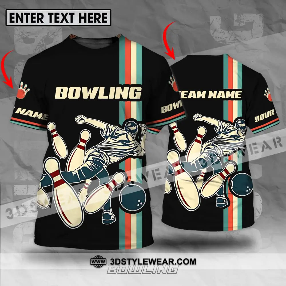 Unisex Shirt - Custom Name And Team Bowling Retro Color T-Shirt