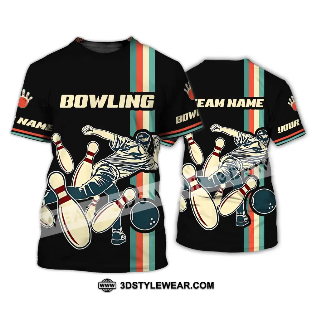 Unisex Shirt - Custom Name And Team Bowling Retro Color T-Shirt / S T-Shirt