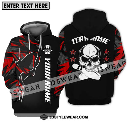 Unisex Shirt - Custom Name And Team Bowling Skull Pins Hoodie / S T-Shirt