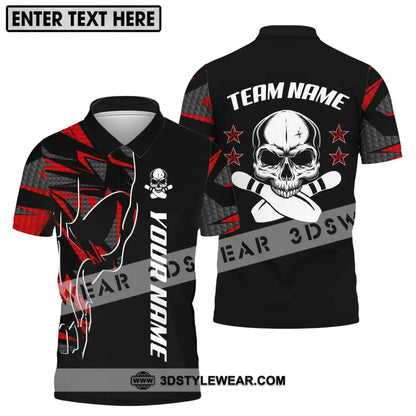 Unisex Shirt - Custom Name And Team Bowling Skull Pins Polo / S T-Shirt