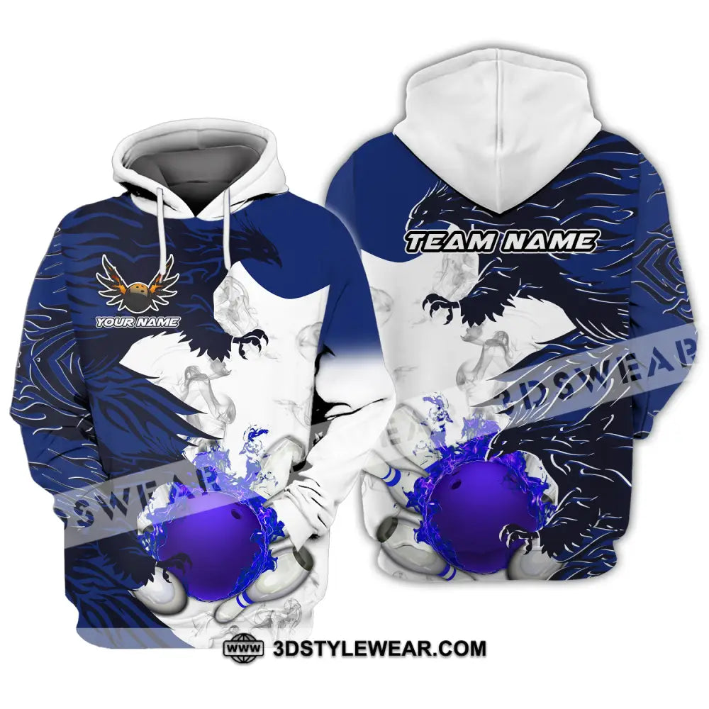 Unisex Shirt - Custom Name And Team Bowling Sport Blue Ball Fly Dragon Hoodie / S T-Shirt