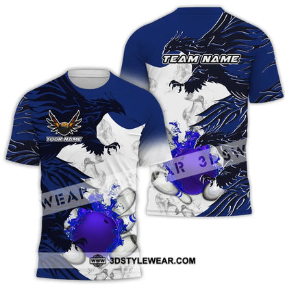 Unisex Shirt - Custom Name And Team Bowling Sport Blue Ball Fly Dragon T-Shirt / S T-Shirt