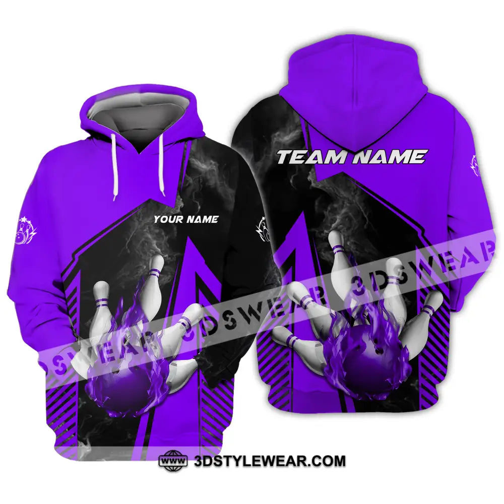 Unisex Shirt - Custom Name And Team Bowling Sport Purple Ball Hoodie / S T-Shirt