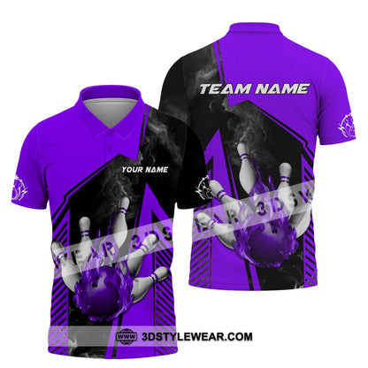 Unisex Shirt - Custom Name And Team Bowling Sport Purple Ball Polo / S T-Shirt