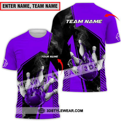 Unisex Shirt - Custom Name And Team Bowling Sport Purple Ball T-Shirt