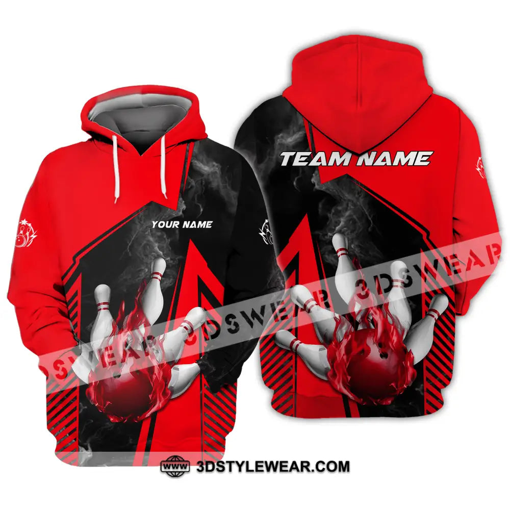 Unisex Shirt - Custom Name And Team Bowling Sport Red Ball Hoodie / S T-Shirt