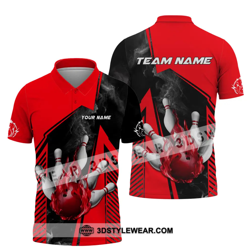 Unisex Shirt - Custom Name And Team Bowling Sport Red Ball Polo / S T-Shirt