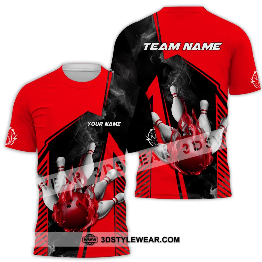 Unisex Shirt - Custom Name And Team Bowling Sport Red Ball T-Shirt / S T-Shirt