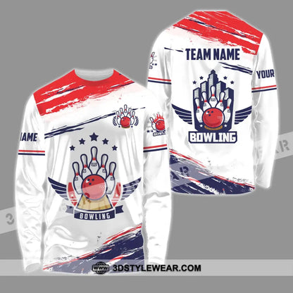 Unisex Shirt - Custom Name And Team Bowling Stars Long Sleeve / S T-Shirt