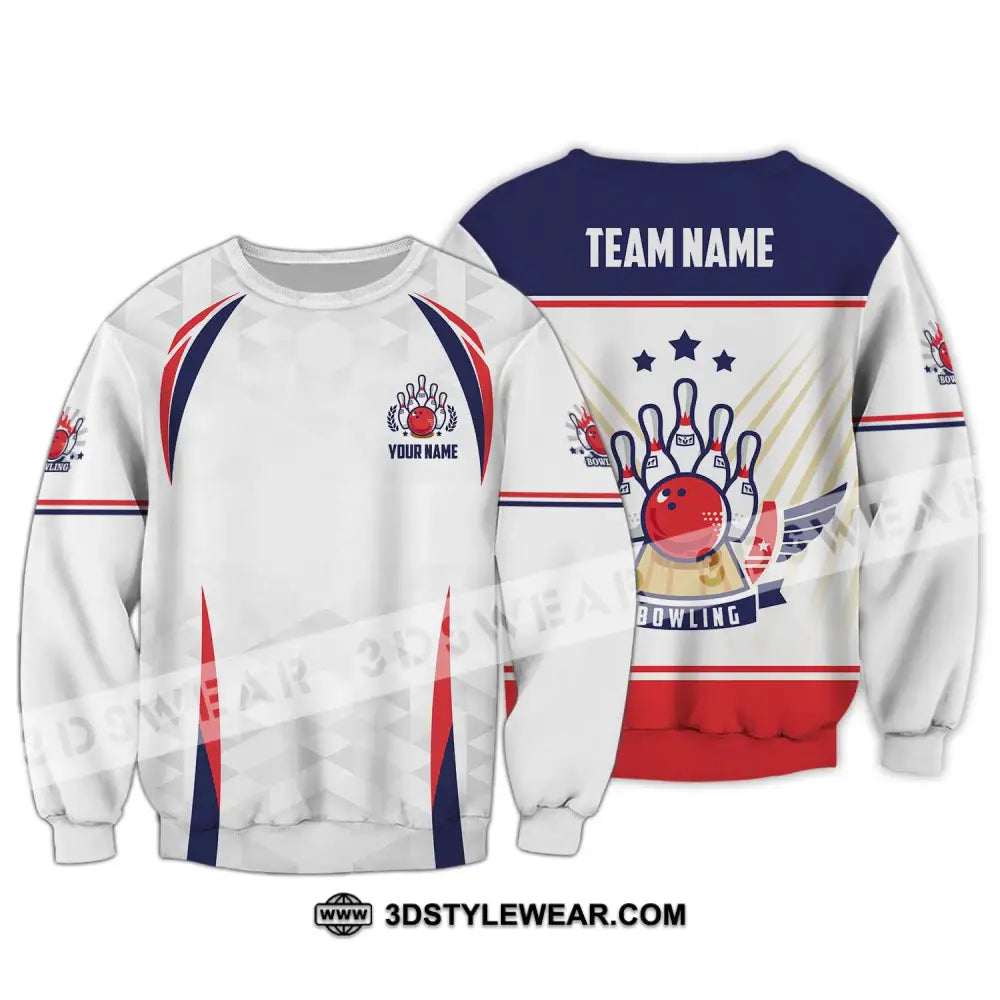 Unisex Shirt - Custom Name And Team Bowling Three Star Ball Long Sleeve / S T-Shirt