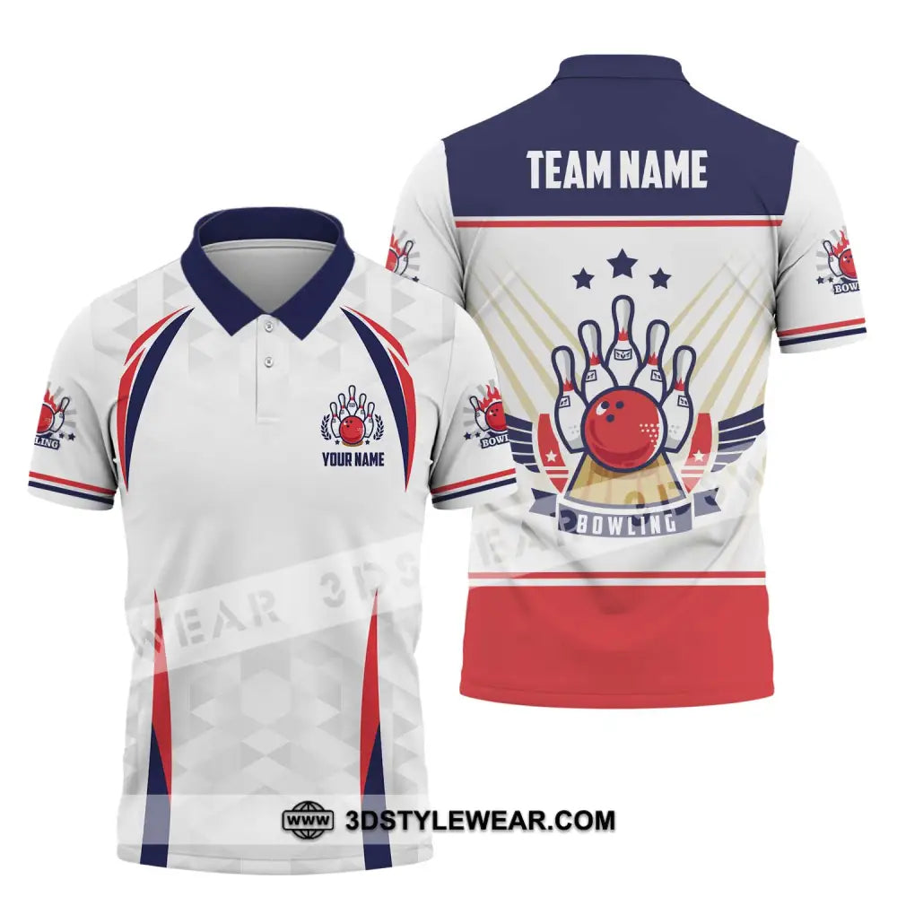 Unisex Shirt - Custom Name And Team Bowling Three Star Ball Polo / S T-Shirt