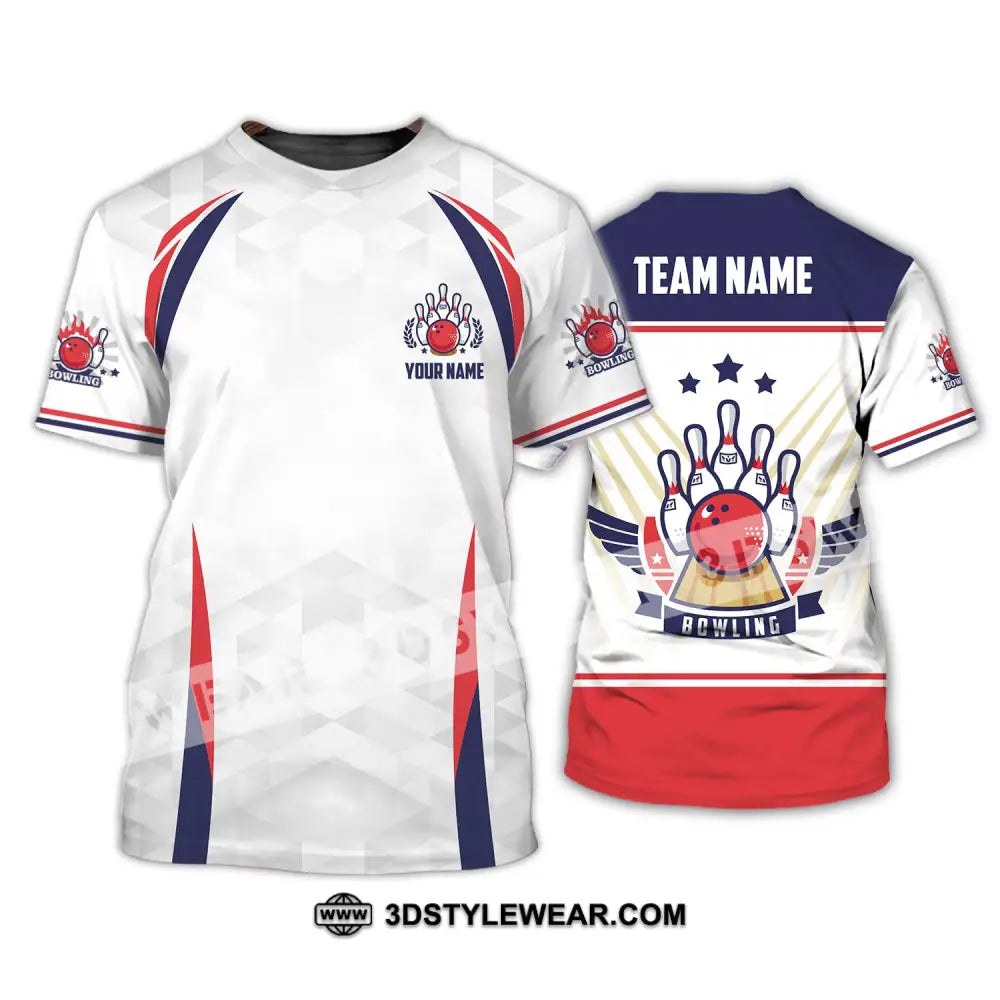 Unisex Shirt - Custom Name And Team Bowling Three Star Ball T-Shirt / S T-Shirt