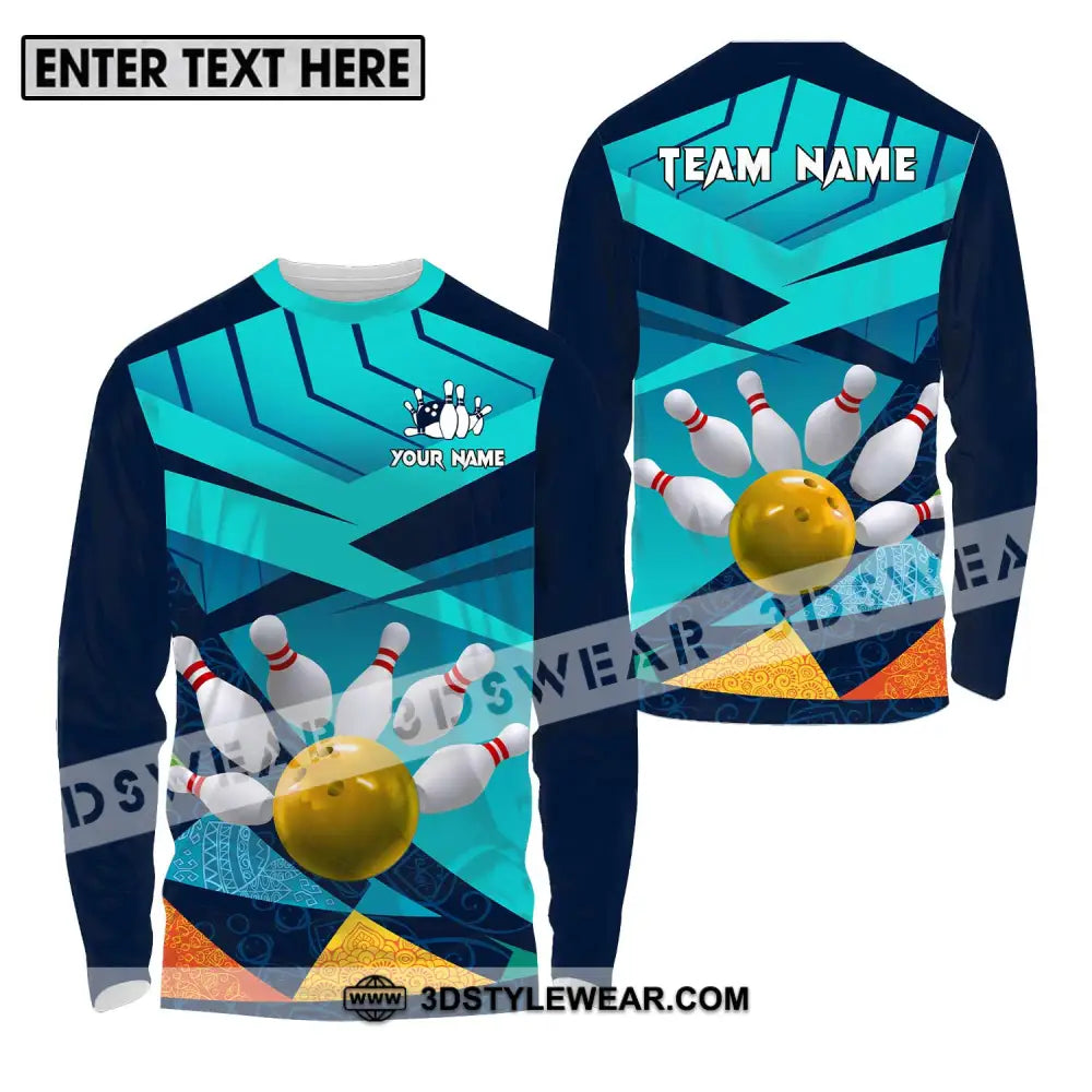 Unisex Shirt - Custom Name And Team Bowling Yellow Ball Long Sleeve / S T-Shirt