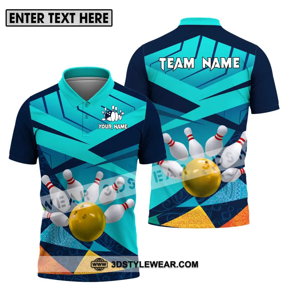 Unisex Shirt - Custom Name And Team Bowling Yellow Ball Polo / S T-Shirt