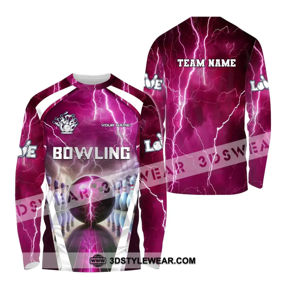 Unisex Shirt Custom Name And Team Bowling Zip Polo For Player T-Shirt Long Sleeve / S T-Shirt