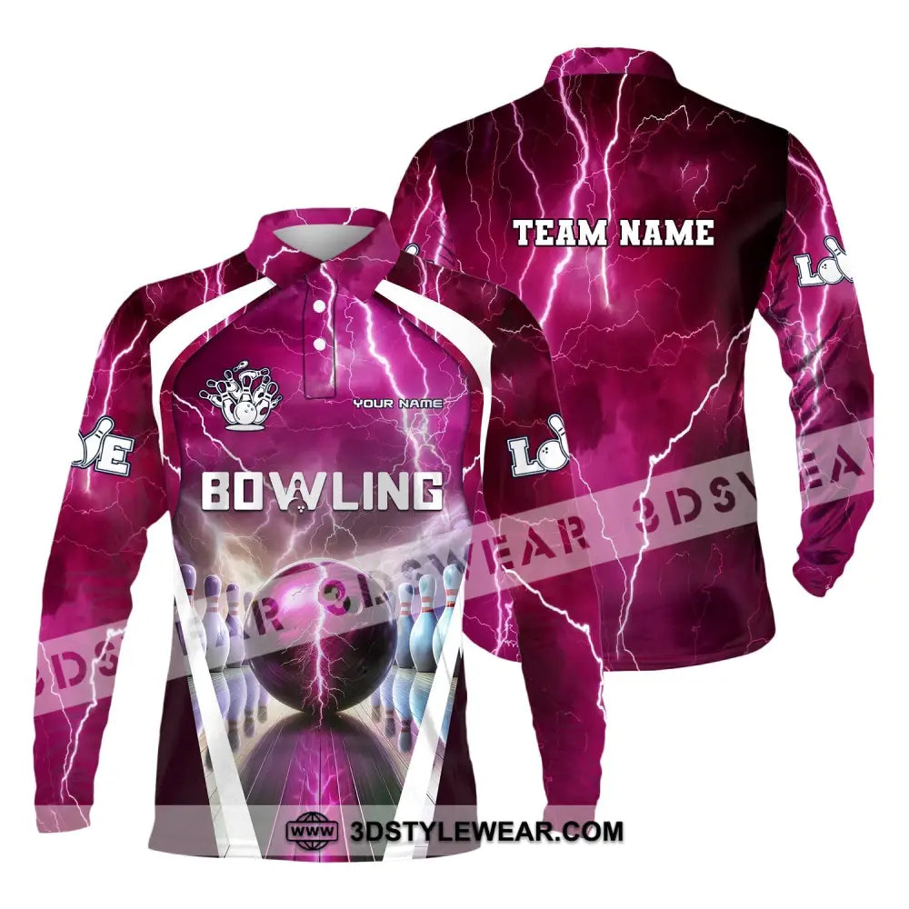 Unisex Shirt Custom Name And Team Bowling Zip Polo For Player T-Shirt Long Sleeve / S T-Shirt