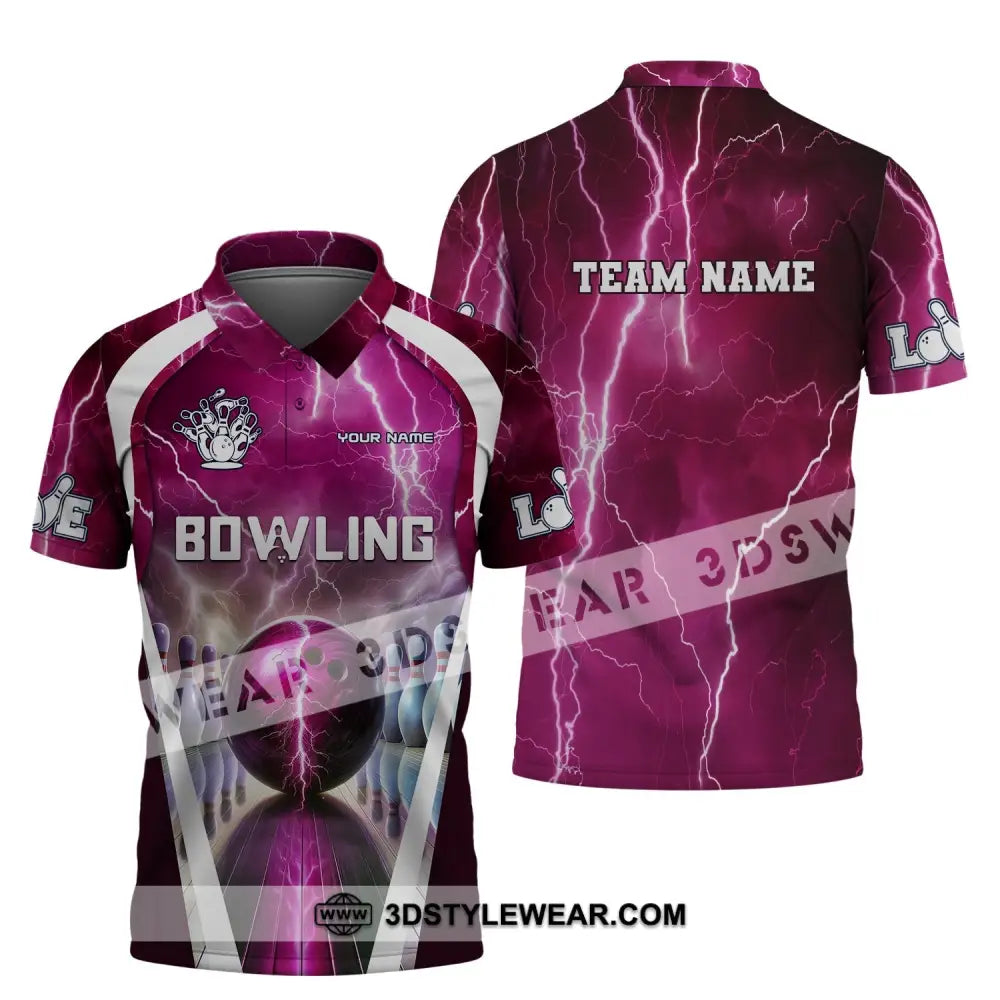 Unisex Shirt Custom Name And Team Bowling Zip Polo For Player T-Shirt / S T-Shirt