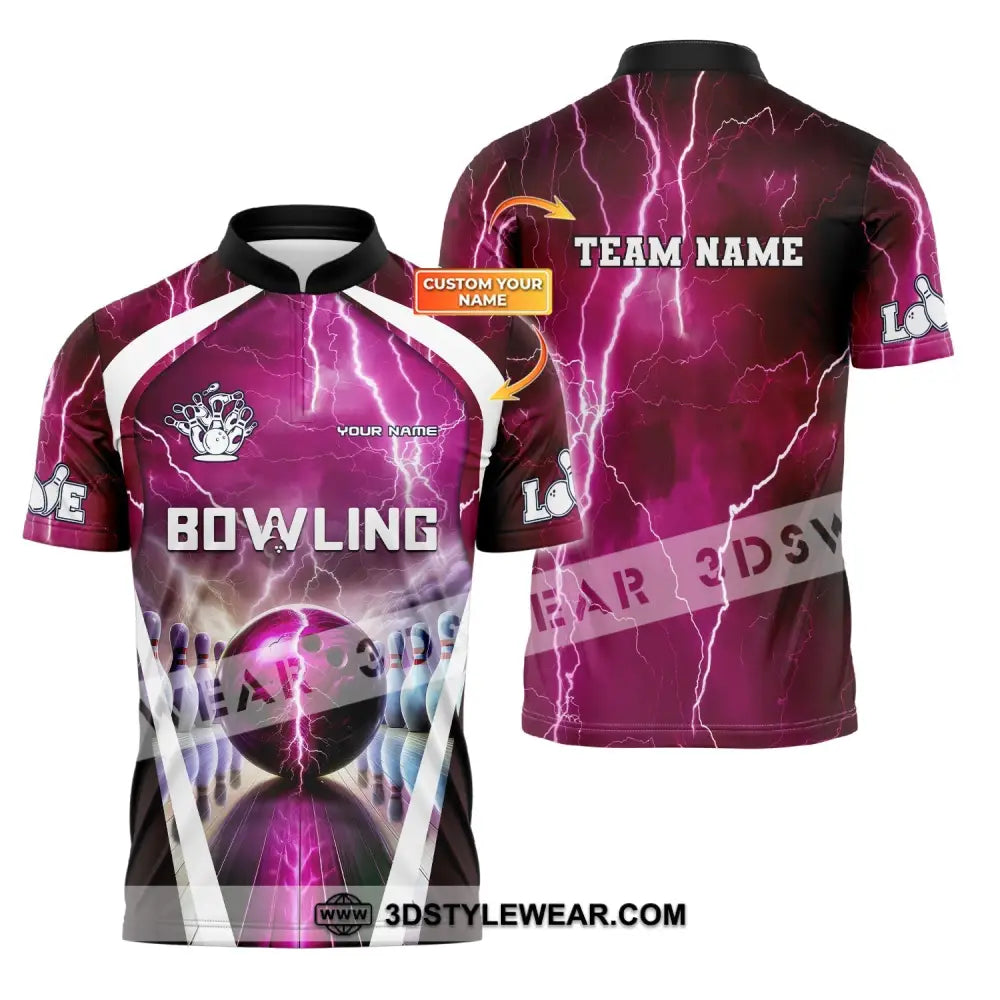 Unisex Shirt Custom Name And Team Bowling Zip Polo For Player T-Shirt Zipper / S T-Shirt