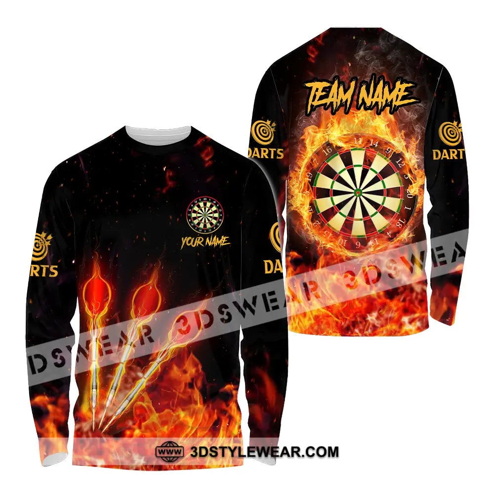 Unisex Shirt - Custom Name And Team Burning Darts Long Sleeve / S T-Shirt