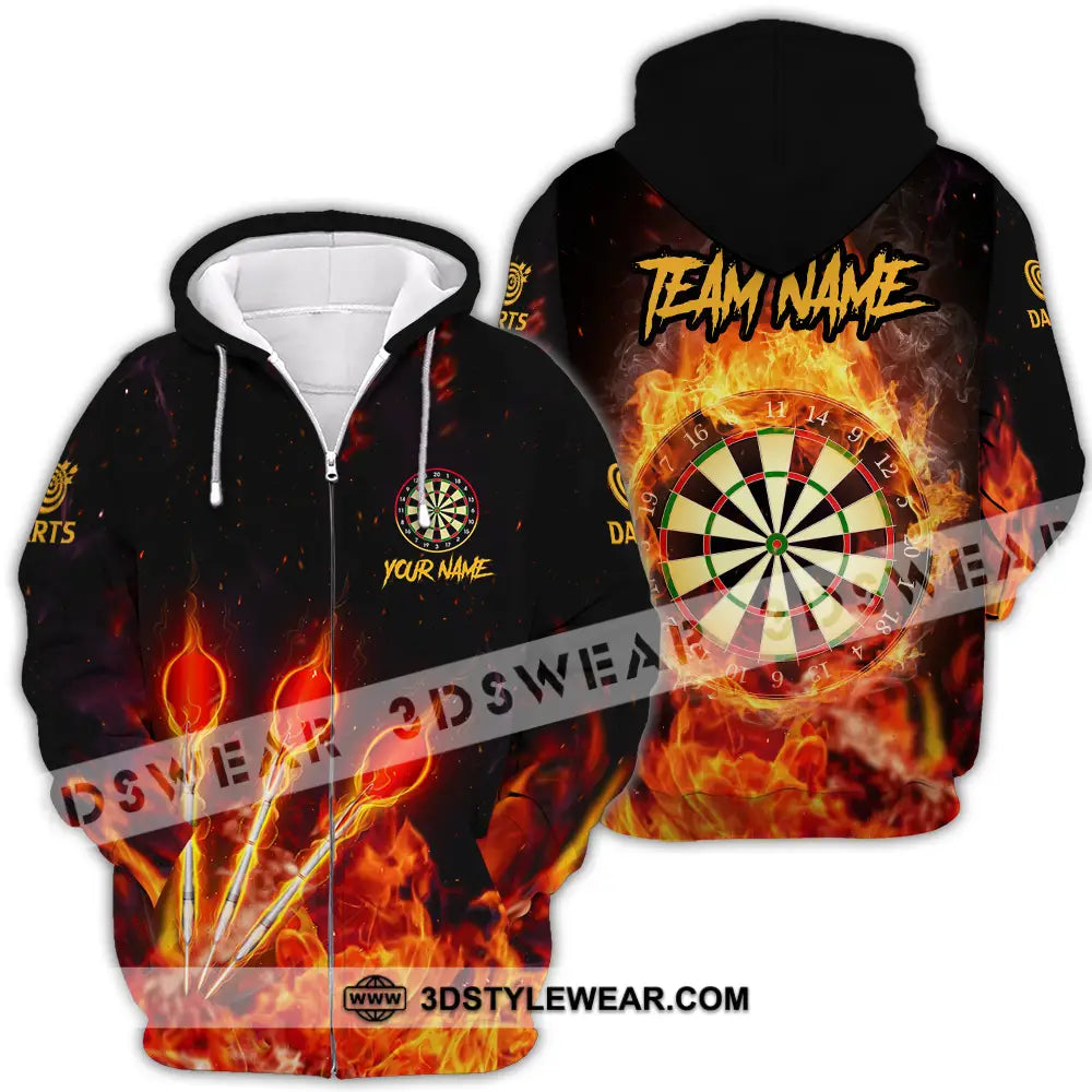 Unisex Shirt - Custom Name And Team Burning Darts Zipper Hoodie / S T-Shirt