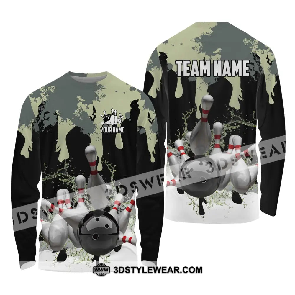 Unisex Shirt - Custom Name And Team Camouflage Color For Bowling Lover Long Sleeve / S T-Shirt