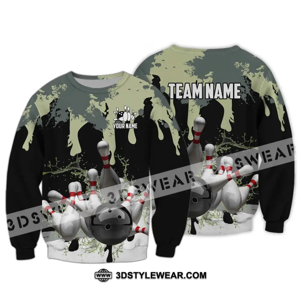 Unisex Shirt - Custom Name And Team Camouflage Color For Bowling Lover Long Sleeve / S T-Shirt