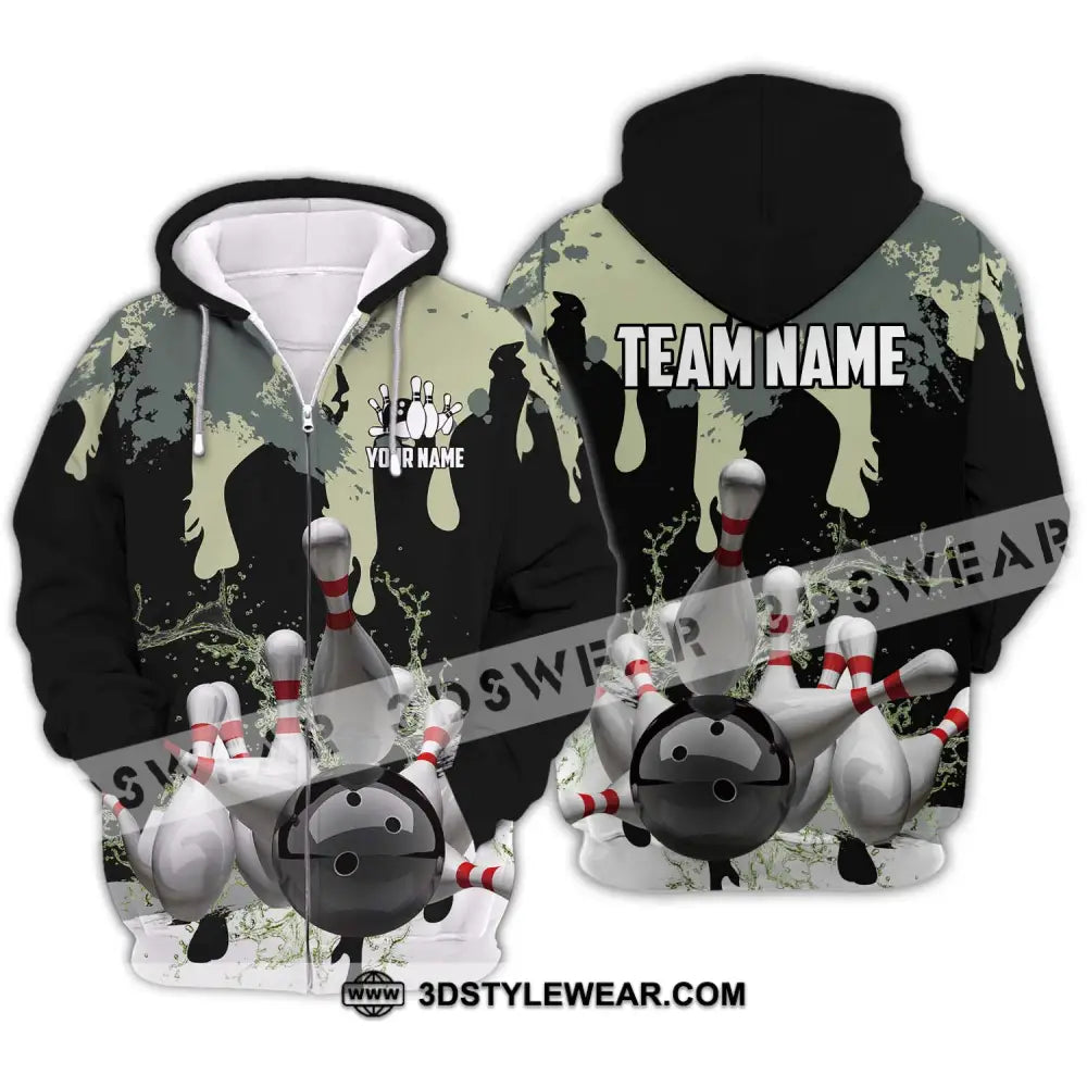 Unisex Shirt - Custom Name And Team Camouflage Color For Bowling Lover Zipper Hoodie / S T-Shirt