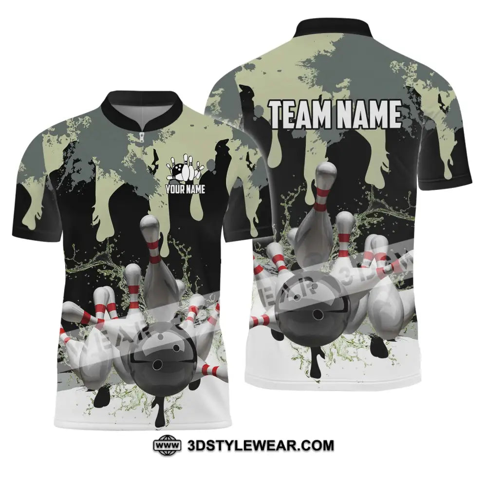 Unisex Shirt - Custom Name And Team Camouflage Color For Bowling Lover Zipper Polo / S T-Shirt